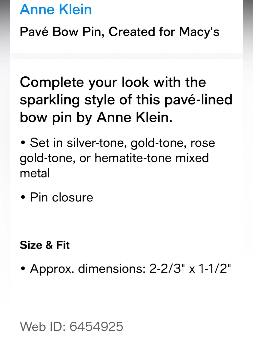 Anne Klein Silver Rhinestone Bow Brooch - Picture 5 of 5